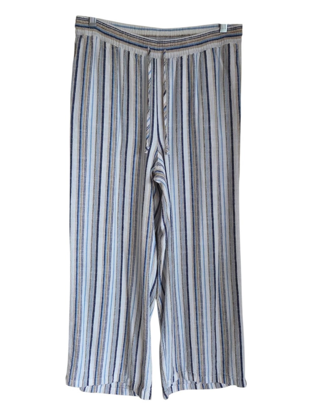 tribal linen blend wide leg pants small petite multi stripe size S